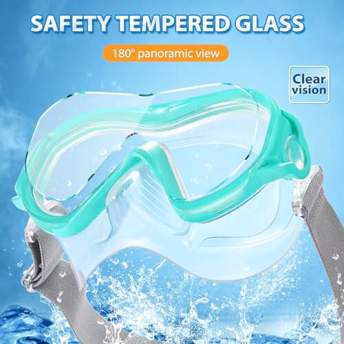 Supertrip Adult Swim Goggles Swimming Goggles with Nose Cover Elastic Fabric Strap Tempered Glass Snorkeling Gear for Adults - 2