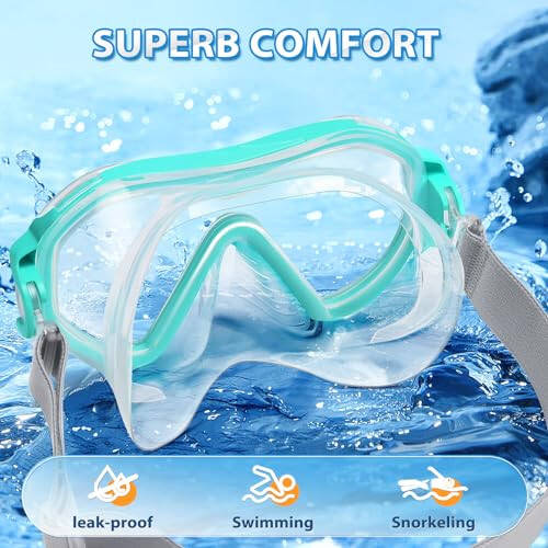 Supertrip Adult Swim Goggles Swimming Goggles with Nose Cover Elastic Fabric Strap Tempered Glass Snorkeling Gear for Adults - 3