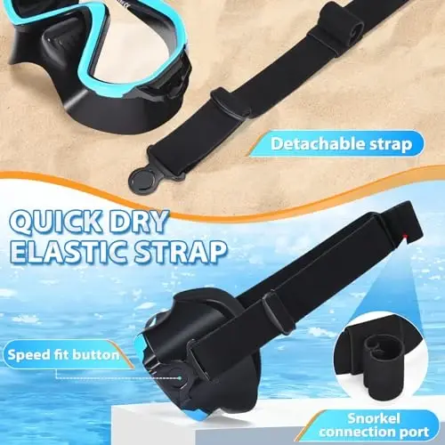 Supertrip Adult Swim Goggles Swimming Goggles with Nose Cover Elastic Fabric Strap Tempered Glass Snorkeling Gear for Adults - 4