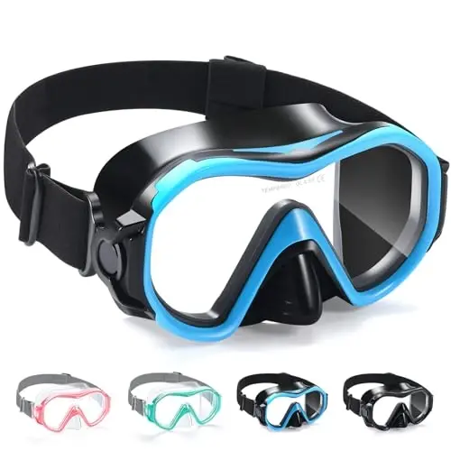 Supertrip Adult Swim Goggles Swimming Goggles with Nose Cover Elastic Fabric Strap Tempered Glass Snorkeling Gear for Adults - 1
