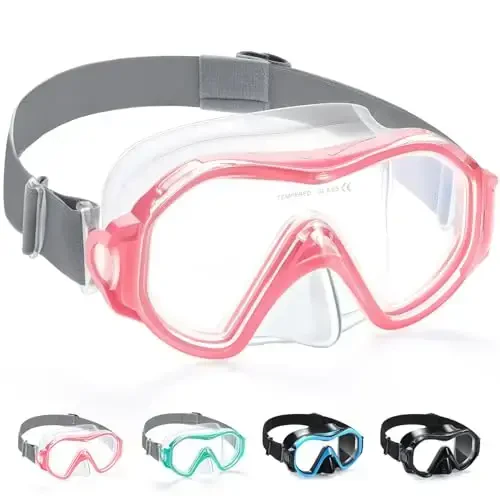 Supertrip Adult Swim Goggles Swimming Goggles with Nose Cover Elastic Fabric Strap Tempered Glass Snorkeling Gear for Adults 
