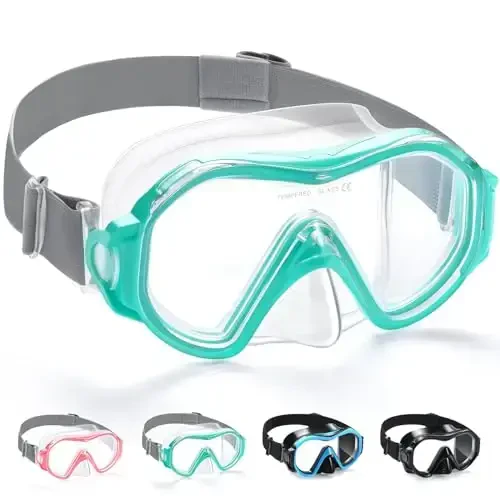 Supertrip Adult Swim Goggles Swimming Goggles with Nose Cover Elastic Fabric Strap Tempered Glass Snorkeling Gear for Adults 