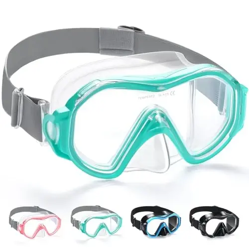 Supertrip Adult Swim Goggles Swimming Goggles with Nose Cover Elastic Fabric Strap Tempered Glass Snorkeling Gear for Adults - 1