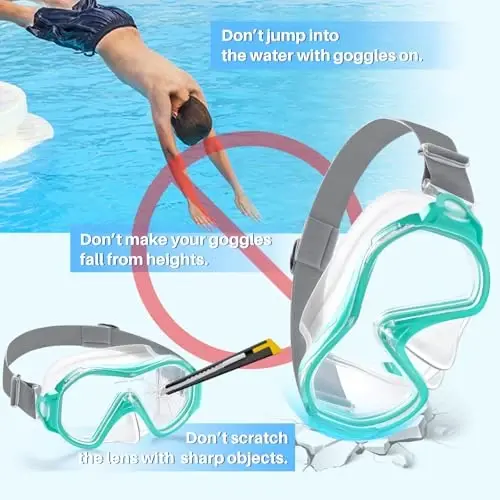 Supertrip Adult Swim Goggles Swimming Goggles with Nose Cover Elastic Fabric Strap Tempered Glass Snorkeling Gear for Adults - 3
