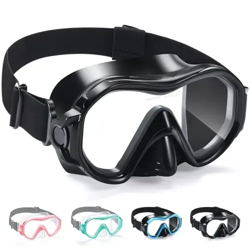 Supertrip Adult Swim Goggles Swimming Goggles with Nose Cover Elastic Fabric Strap Tempered Glass Snorkeling Gear for Adults - SUPERTRIP