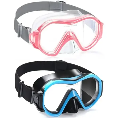 Supertrip Adult Swim Goggles Swimming Goggles with Nose Cover Elastic Fabric Strap Tempered Glass Snorkeling Gear for Adults - 1