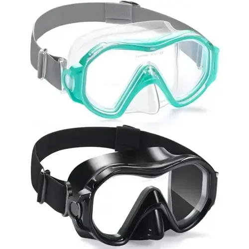 Supertrip Adult Swim Goggles Swimming Goggles with Nose Cover Elastic Fabric Strap Tempered Glass Snorkeling Gear for Adults - 1