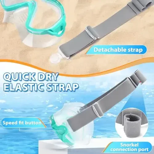 Supertrip kattalar uchun suzish ko'zoynaklari, burun qopqog'i bilan suzish ko'zoynaklari, elastik mato tasma, kattalar uchun закаленное shisha snorkeling uskunasi - 5