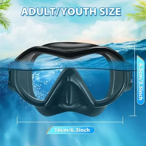 Supertrip kattalar uchun suzish ko'zoynaklari, burun qopqog'i, elastik mato tasma, temperlangan shisha snorkeling uskunasi - 5