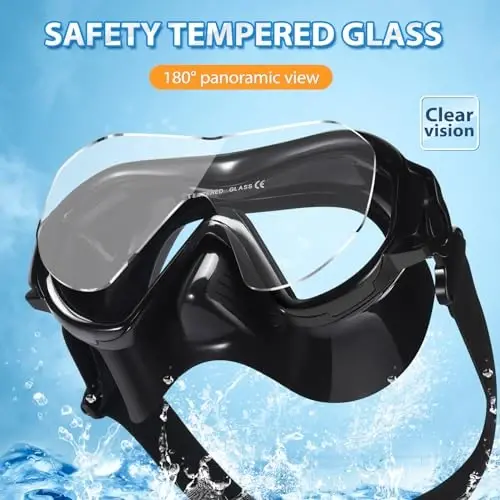 Supertrip Adult Swim Goggles Swimming Goggles with Nose Cover Elastic Fabric Strap Tempered Glass Snorkeling Gear for Adults - 2