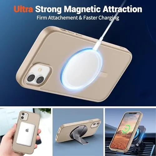 SUPFINE Magnetic for iPhone 11 Phone Case(Compatible with MagSafe)(Military Grade Drop Protection) Slim Translucent Matte Shockproof with Anti-Fingerprint Phone Case,Desert Gold - 5
