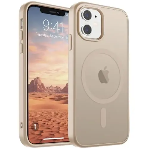 SUPFINE Magnetic for iPhone 11 Phone Case(Compatible with MagSafe)(Military Grade Drop Protection) Slim Translucent Matte Shockproof with Anti-Fingerprint Phone Case,Desert Gold 
