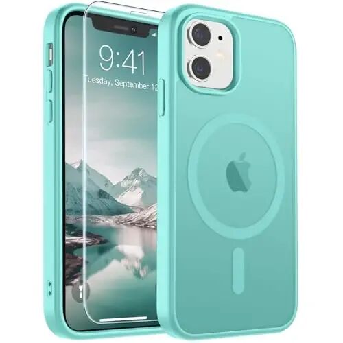 SUPFINE Magnetic for iPhone 11 Phone Case(Compatible with MagSafe)(Military Grade Drop Protection) Slim Translucent Matte Shockproof with Anti-Fingerprint Phone Case,Blue Green 