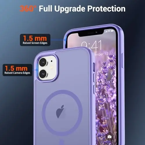 SUPFINE Magnetic for iPhone 11 Phone Case(Compatible with MagSafe)(Military Grade Drop Protection) Slim Translucent Matte Shockproof with Anti-Fingerprint Phone Case,Purple - 3
