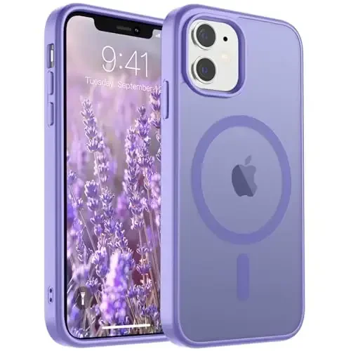 SUPFINE Magnetic for iPhone 11 Phone Case(Compatible with MagSafe)(Military Grade Drop Protection) Slim Translucent Matte Shockproof with Anti-Fingerprint Phone Case,Purple 