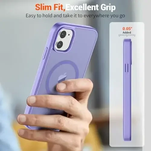 SUPFINE Magnetic for iPhone 11 Phone Case(Compatible with MagSafe)(Military Grade Drop Protection) Slim Translucent Matte Shockproof with Anti-Fingerprint Phone Case,Purple - 7