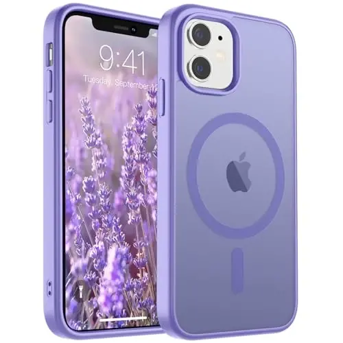 SUPFINE Magnetic for iPhone 11 Phone Case(Compatible with MagSafe)(Military Grade Drop Protection) Slim Translucent Matte Shockproof with Anti-Fingerprint Phone Case,Purple 