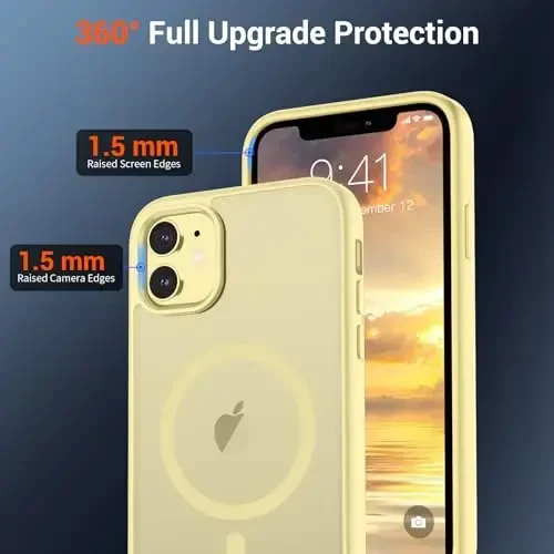 SUPFINE Magnetic for iPhone 11 Phone Case (Compatible with MagSafe) (Military Grade Drop Protection) Slim Translucent Matte Shockproof with Anti-Fingerprint Phone Case,Buttercream Yellow - 4