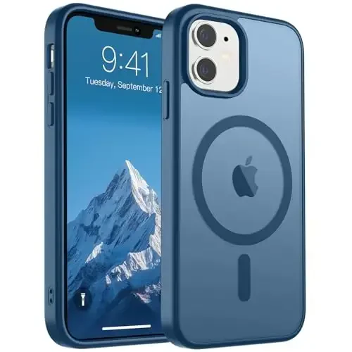 SUPFINE Magnetic for iPhone 11 Phone Case(Compatible with MagSafe)(Military Grade Drop Protection) Slim Translucent Matte Shockproof with Anti-Fingerprint Phone Case,Deep Blue - 1