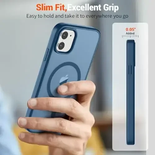 SUPFINE Magnetic for iPhone 11 Phone Case(Compatible with MagSafe)(Military Grade Drop Protection) Slim Translucent Matte Shockproof with Anti-Fingerprint Phone Case,Deep Blue - 7