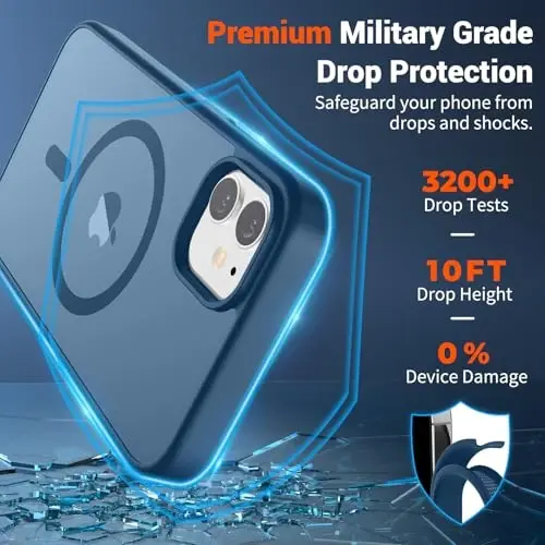 SUPFINE Magnetic for iPhone 11 Phone Case(Compatible with MagSafe)(Military Grade Drop Protection) Slim Translucent Matte Shockproof with Anti-Fingerprint Phone Case,Deep Blue - 2