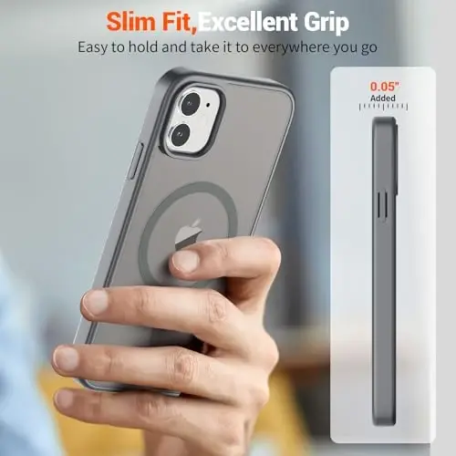 SUPFINE Magnetic for iPhone 11 Phone Case (Compatible with MagSafe) (Military Grade Drop Protection) Slim Translucent Matte Shockproof with Anti-Fingerprint Phone Case,Gray - 7