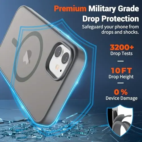 SUPFINE Magnetic for iPhone 11 Phone Case (Compatible with MagSafe) (Military Grade Drop Protection) Slim Translucent Matte Shockproof with Anti-Fingerprint Phone Case,Gray - 2