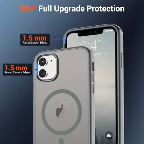 SUPFINE Magnetic for iPhone 11 Phone Case (Compatible with MagSafe) (Military Grade Drop Protection) Slim Translucent Matte Shockproof with Anti-Fingerprint Phone Case,Gray - 3