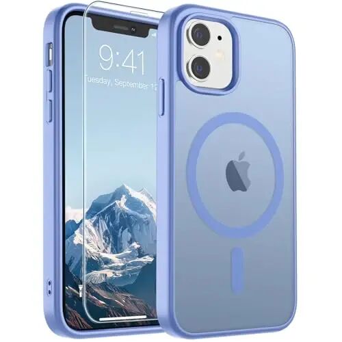 SUPFINE Magnetic for iPhone 11 Phone Case(Compatible with MagSafe)(Military Grade Drop Protection) Translucent Matte Shockproof Phone Cover,Blue Purple 