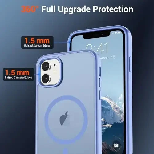 SUPFINE Magnetic for iPhone 11 Phone Case(Compatible with MagSafe)(Military Grade Drop Protection) Translucent Matte Shockproof Phone Cover,Blue Purple - 4