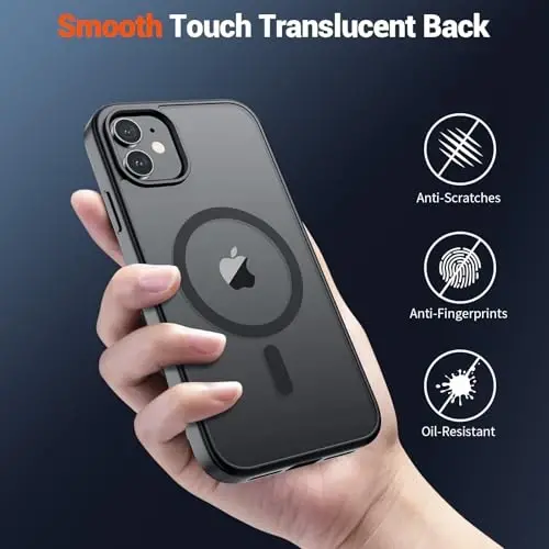 SUPFINE Magnetic for iPhone 11 Phone Case(Compatible with MagSafe)(Military Grade Drop Protection) Translucent Matte Shockproof Phone Cover,Black - 5