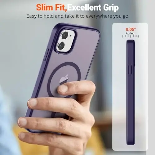SUPFINE Magnetic for iPhone 11 Phone Case (Compatible with MagSafe) (Military Grade Drop Protection) Translucent Matte Shockproof Phone Cover,Dark Purple - 7