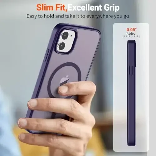 SUPFINE Magnetic for iPhone 11 Phone Case (Compatible with MagSafe) (Military Grade Drop Protection) Translucent Matte Shockproof Phone Cover,Dark Purple - 7