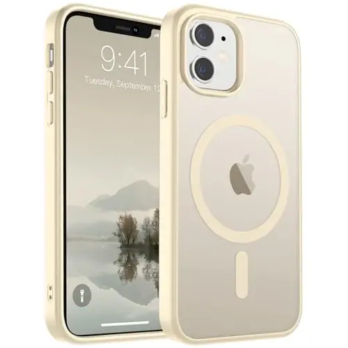 SUPFINE Magnetic for iPhone 11 Phone Case (Compatible with MagSafe) (Military Grade Drop Protection) Slim Translucent Matte Shockproof with Anti-Fingerprint Phone Case,Antique White 