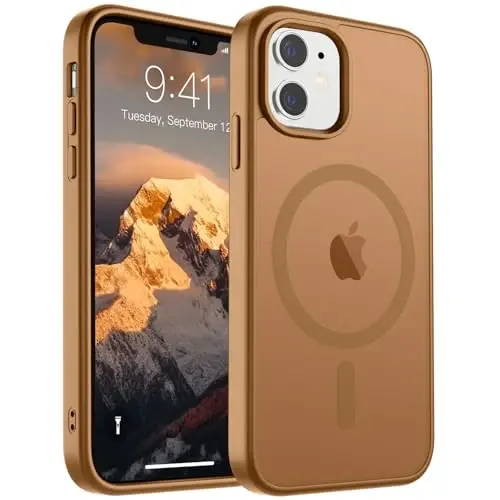 SUPFINE Magnetic for iPhone 11 Phone Case(Compatible with MagSafe)(Military Grade Drop Protection) Slim Translucent Matte Shockproof with Anti-Fingerprint Phone Case,Brown 