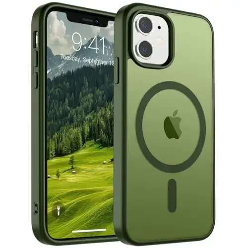 SUPFINE Magnetic for iPhone 11 Case(Compatible with MagSafe)(Military Grade Drop Protection) Slim Translucent Matte Shockproof with Anti-Fingerprint Phone Case,Cangling Green 