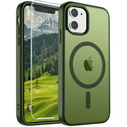 SUPFINE Magnetic for iPhone 11 Case(Compatible with MagSafe)(Military Grade Drop Protection) Slim Translucent Matte Shockproof with Anti-Fingerprint Phone Case,Cangling Green - 5
