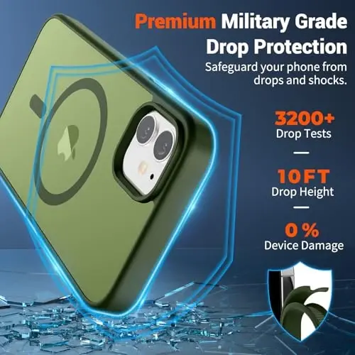 SUPFINE Magnetic for iPhone 11 Case(Compatible with MagSafe)(Military Grade Drop Protection) Slim Translucent Matte Shockproof with Anti-Fingerprint Phone Case,Cangling Green - SUPFINE (1)