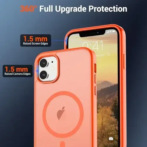 SUPFINE Magnetic for iPhone 11 Case(Compatible with MagSafe)(Military Grade Drop Protection) Slim Translucent Matte Shockproof with Anti-Fingerprint Phone Case,Orange - 4