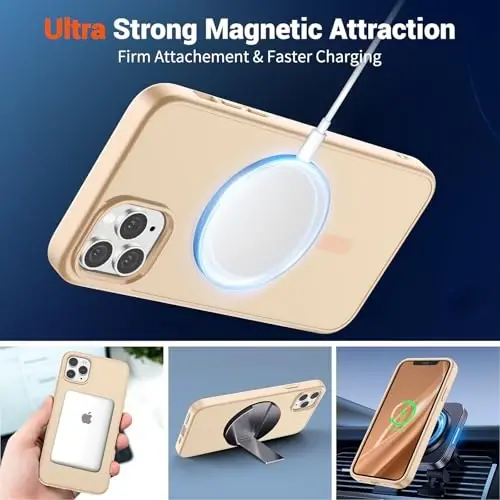 SUPFINE Magnetic for iPhone 11 Pro Max Case (Compatible with MagSafe) (Military Grade Drop Protection) Translucent Matte Shockproof Phone Case,Sand Pink - 5
