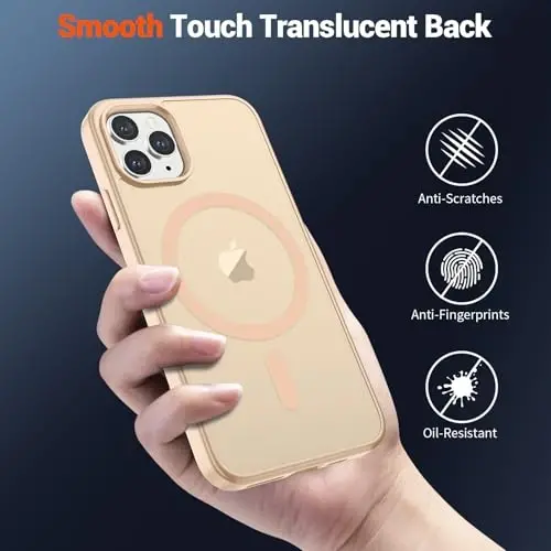 SUPFINE Magnetic for iPhone 11 Pro Max Case (Compatible with MagSafe) (Military Grade Drop Protection) Translucent Matte Shockproof Phone Case,Sand Pink - 6