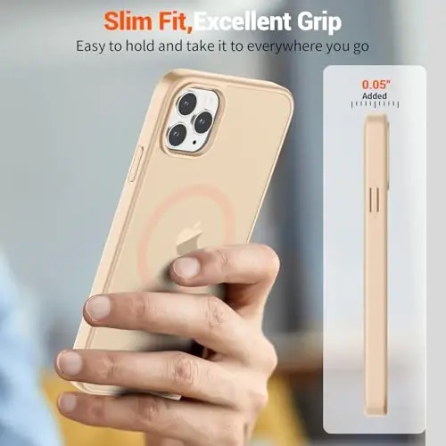 SUPFINE Magnetic for iPhone 11 Pro Max Case (Compatible with MagSafe) (Military Grade Drop Protection) Translucent Matte Shockproof Phone Case,Sand Pink - 7