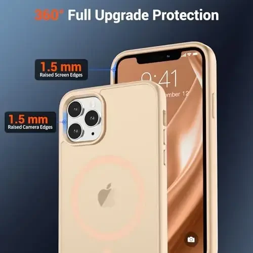 SUPFINE Magnetic for iPhone 11 Pro Max Case (Compatible with MagSafe) (Military Grade Drop Protection) Translucent Matte Shockproof Phone Case,Sand Pink - 4