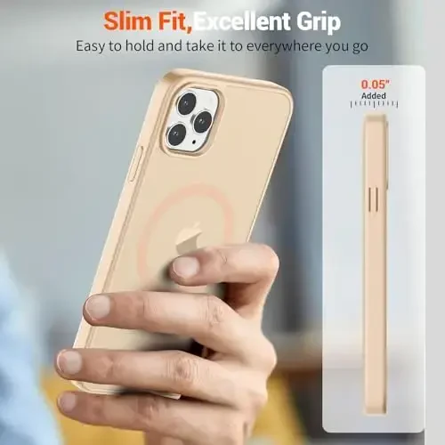 SUPFINE Magnetic for iPhone 11 Pro Max Case (Compatible with MagSafe) (Military Grade Drop Protection) Translucent Matte Shockproof Phone Case,Sand Pink - 7