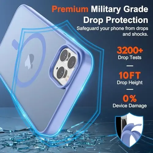 SUPFINE Magnetic for iPhone 11 Pro Max Case (Compatible with MagSafe) (Military Grade Drop Protection) Translucent Matte Shockproof Phone Case,Blue Purple - 3