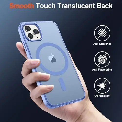 SUPFINE Magnetic for iPhone 11 Pro Max Case (Compatible with MagSafe) (Military Grade Drop Protection) Translucent Matte Shockproof Phone Case,Blue Purple - 6