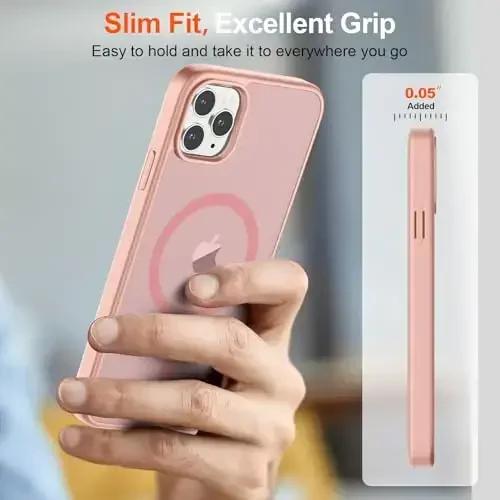 SUPFINE Magnetic for iPhone 11 Pro Max Case (Compatible with MagSafe) (Military Grade Drop Protection) Slim Translucent Matte Shockproof with Anti-Fingerprint Phone Case,Pink - 7