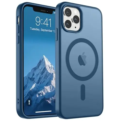 SUPFINE Magnetic for iPhone 11 Pro Max Case Deep Blue | (Compatible with MagSafe)(Military Grade Drop Protection)Shockproof Translucent Matte Phone Cover - 1
