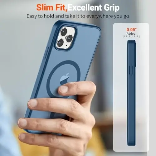 SUPFINE Magnetic for iPhone 11 Pro Max Case Deep Blue | (Compatible with MagSafe)(Military Grade Drop Protection)Shockproof Translucent Matte Phone Cover - 7