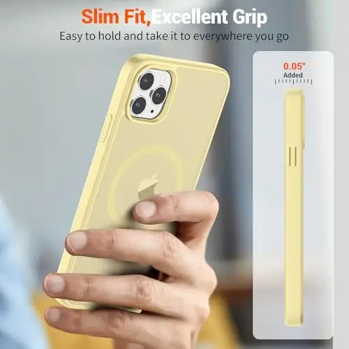 SUPFINE Magnetic for iPhone 11 Pro Max Case (Compatible with MagSafe) (Military Grade Drop Protection) Slim Translucent Matte Shockproof with Anti-Fingerprint Phone Case,Buttercream Yellow - 7